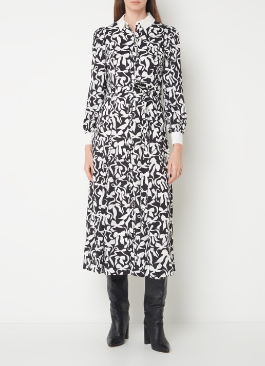 Phase Eight Bonnie midi blousejurk met print en strikceintuur