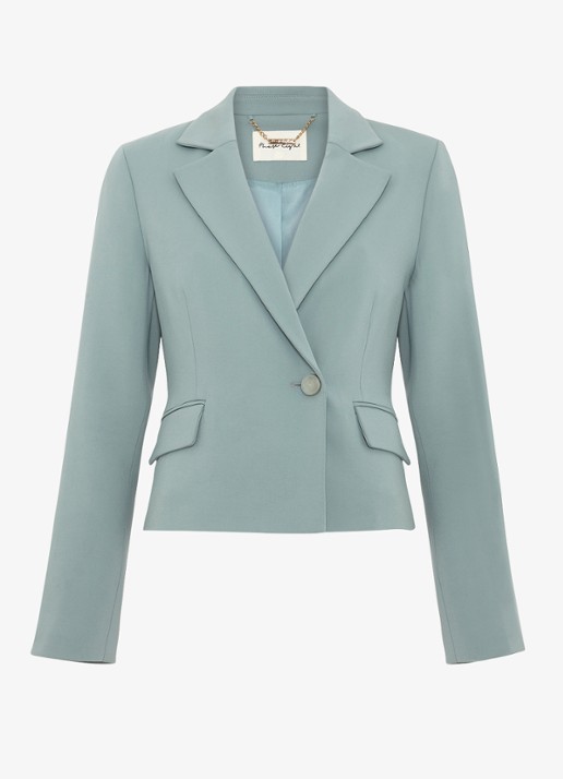 Phase Eight Bowen cropped blazer met klepzakken - voorkant lichtblauw