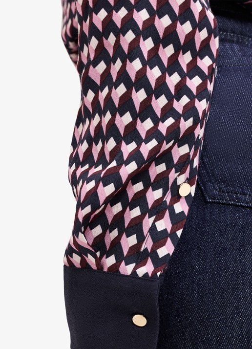 Phase Eight Briar blouse met grafische print - detail 7 donkerblauw