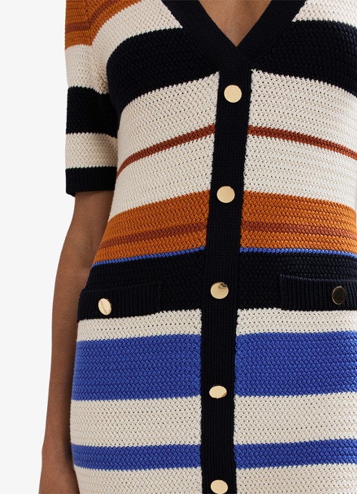Phase Eight Bridget grofgebreide midi jurk met streepprint - detail 3 zwart