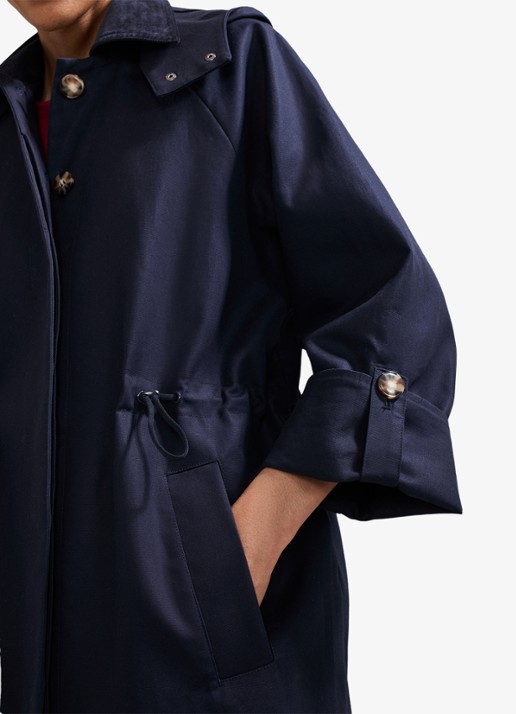 Phase Eight Broddie mantel met capuchon - detail 5 donkerblauw