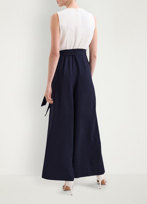 Phase Eight Brylee jumpsuit met strikceintuur - achterkant donkerblauw