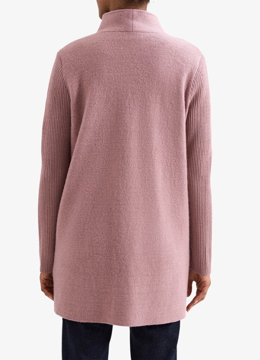 Phase Eight Byanca fijngebreid vest in wolblend - achterkant oudroze