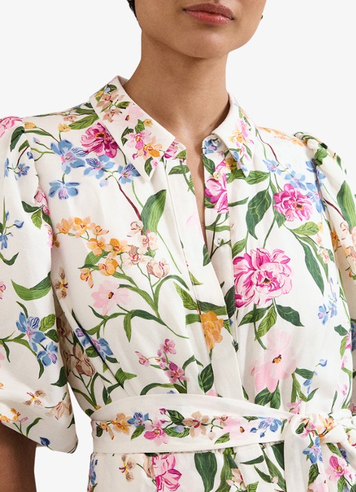 Phase Eight Camilla wide fit jumpsuit in linnenblend - detail 4 gebroken wit