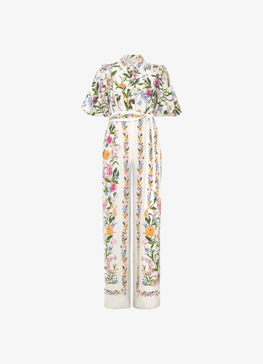 Phase Eight Camilla wide fit jumpsuit in linnenblend - voorkant 7 gebroken wit