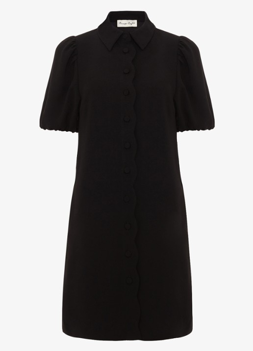 Phase Eight Candice blousejurk met pofmouw - voorkant 2 zwart