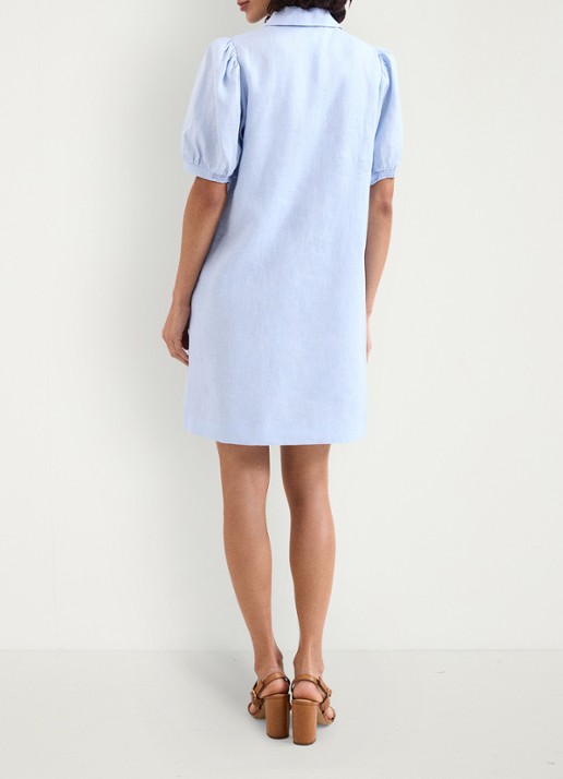 Phase Eight Candice mini blousejurk in linnenblend - achterkant lichtblauw