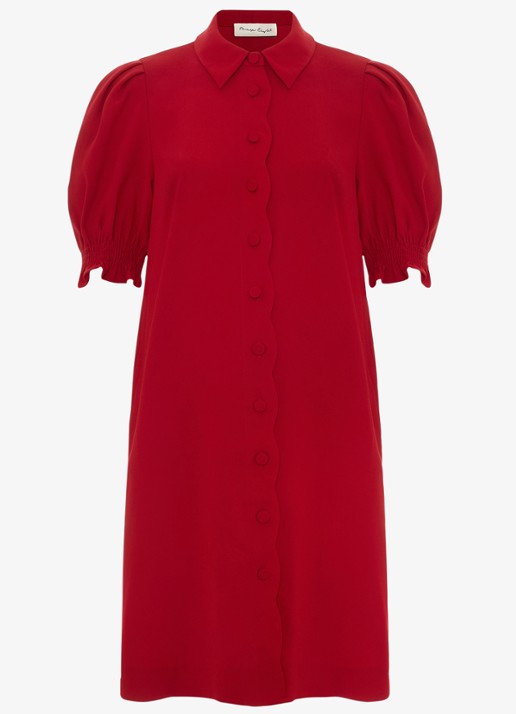 Phase Eight Candice mini jurk met pofmouw - voorkant 7 rood