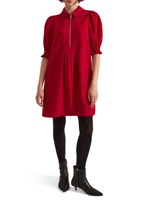 Phase Eight Candice mini tuniekjurk met pofmouw  - voorkant 2 rood