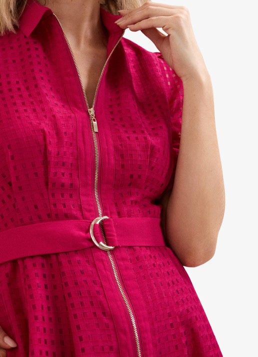 Phase Eight Carey midi blousejurk met structuur - detail 4 donkerroze