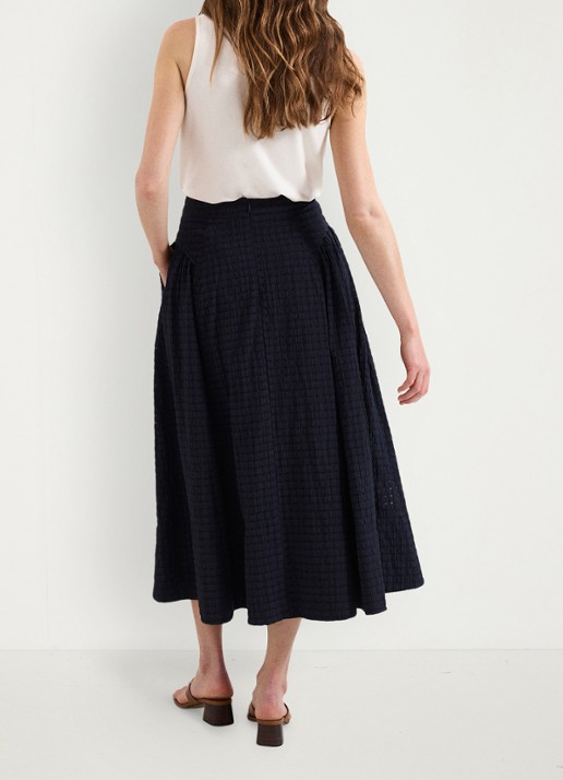 Phase Eight Carey midi rok met structuur - achterkant donkerblauw