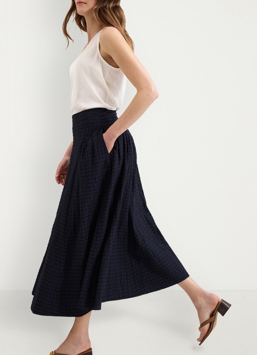 Phase Eight Carey midi rok met structuur - detail 4 donkerblauw