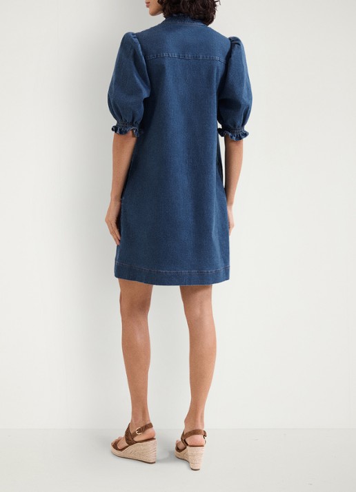 Phase Eight Carly mini tuniekjurk met pofmouw - achterkant indigo