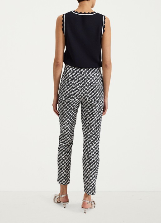 Phase Eight Carmella high waist slim fit cropped pantalon met grafische print - achterkant donkerblauw