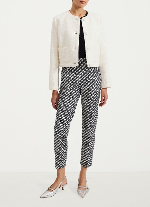 Phase Eight Carmella high waist slim fit cropped pantalon met grafische print - detail 7 donkerblauw