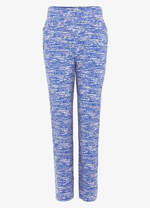 Phase Eight Carmella high waist slim fit cropped pantalon met grafische print - voorkant 2 donkerblauw