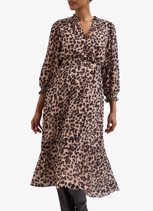 Phase Eight Carra Leopard tuniekjurk met strikcientuur