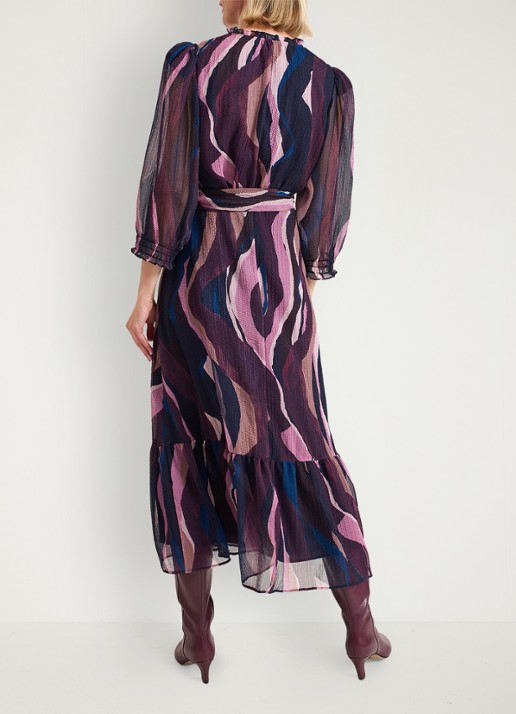 Phase Eight Carra midi jurk met grafische print - achterkant 6 paars