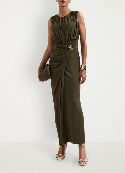 Phase Eight Cassidy maxi jurk met plooidetail - voorkant 8 groen