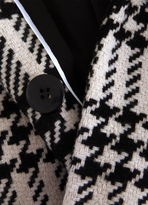 Phase Eight Cassie mantel in wolblend met ruitdessin - detail 4 zwart