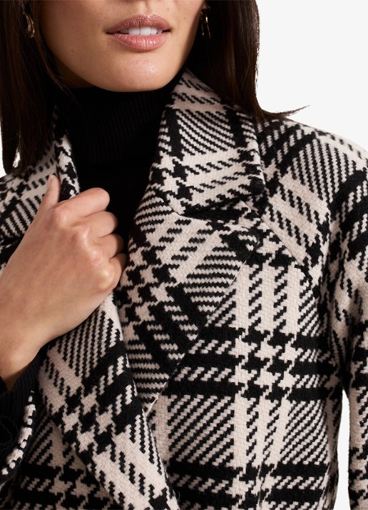 Phase Eight Cassie mantel in wolblend met ruitdessin - detail 5 zwart
