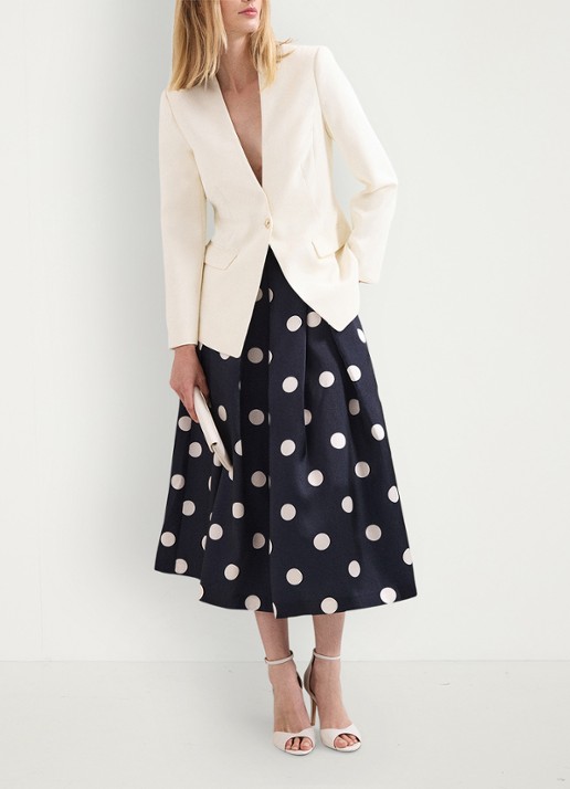 Phase Eight Celeste midi rok met stippenprint - detail 4 donkerblauw