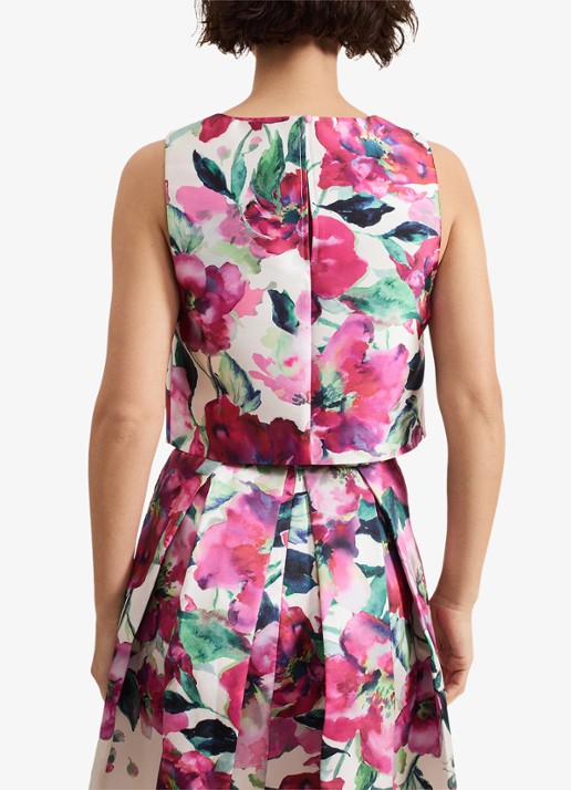 Phase Eight Celeste mouwloze top met bloemenprint - achterkant roze