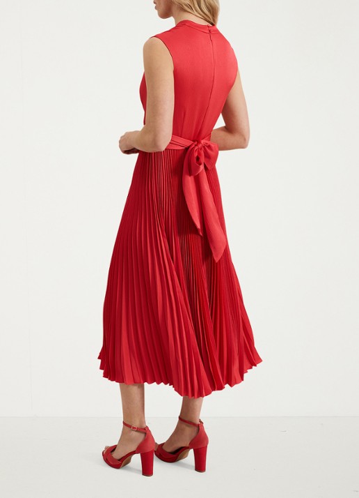 Phase Eight Celestia midi jurk met plissé en strikdetail - achterkant rood