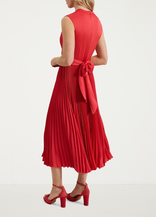 Phase Eight Celestia midi jurk met plissé en strikdetail - achterkant rood
