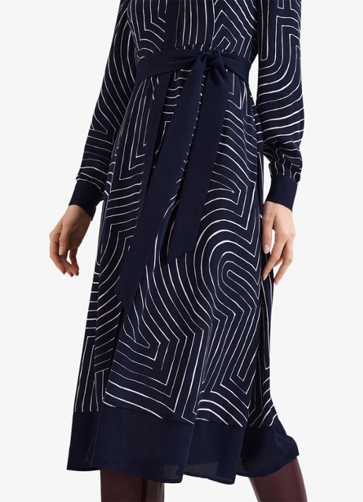 Phase Eight Charlotte midi jurk met grafische print - detail 5 donkerblauw