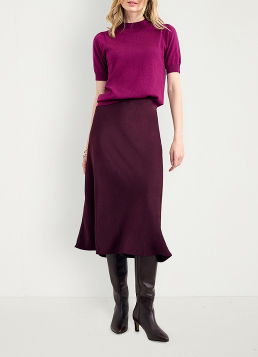 Phase Eight Charmaine fijngebreide top met ribdetails - voorkant 7 fuchsia