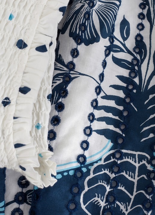 Phase Eight Chiara midi jurk met print en smockwerk - detail 8 wit
