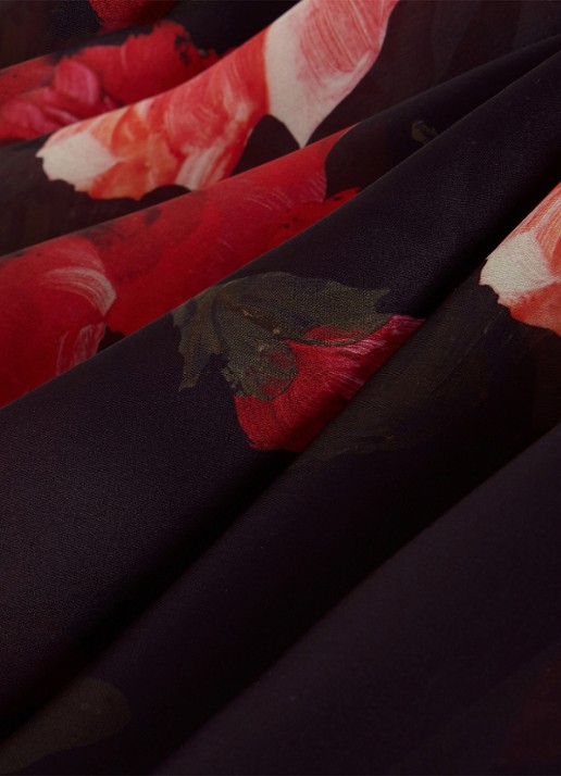 Phase Eight Cilla midi jurk met bloemenprint en pofmouw - detail 6 zwart