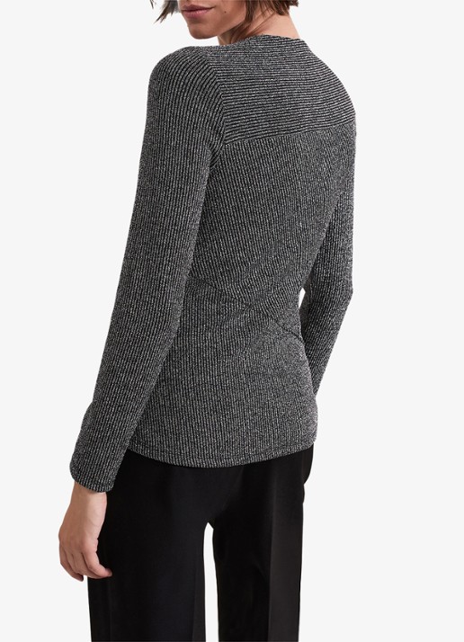 Phase Eight Clarissa ribgrebreide top met lurex - achterkant donkergrijs