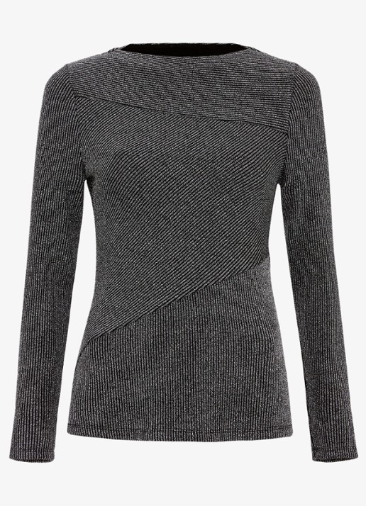 Phase Eight Clarissa ribgrebreide top met lurex - voorkant 2 donkergrijs