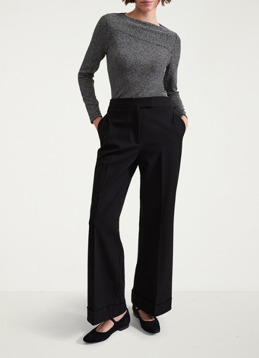 Phase Eight Clarissa ribgrebreide top met lurex - voorkant 3 donkergrijs