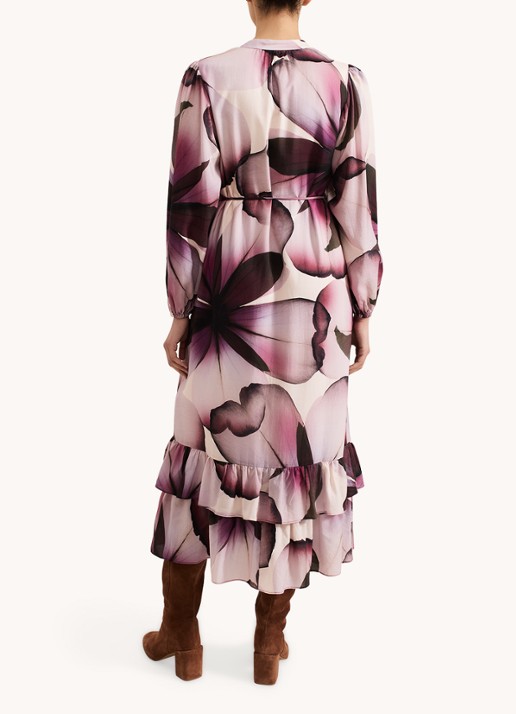 Phase Eight Clarra midi blousejurk  met bloemenprint - achterkant paars