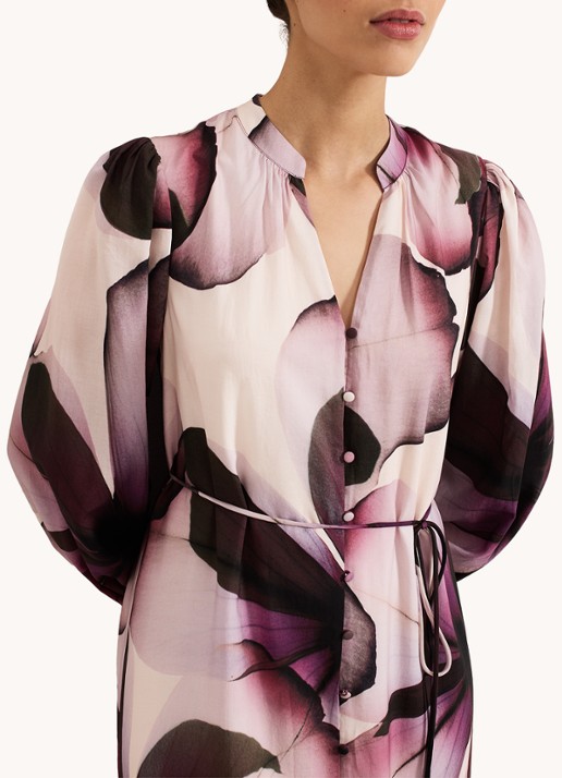 Phase Eight Clarra midi blousejurk  met bloemenprint - detail 5 paars