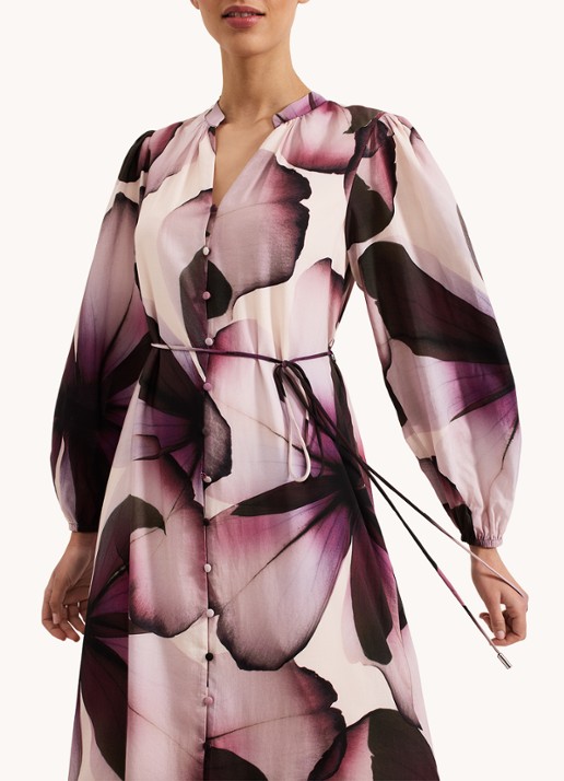 Phase Eight Clarra midi blousejurk  met bloemenprint - detail 6 paars