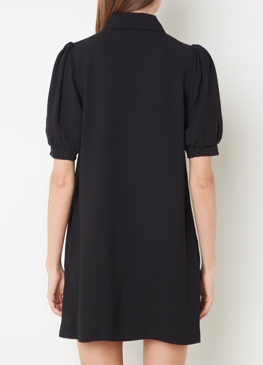 Phase Eight Claudia mini blousejurk met steekzakken en pofmouw - achterkant zwart