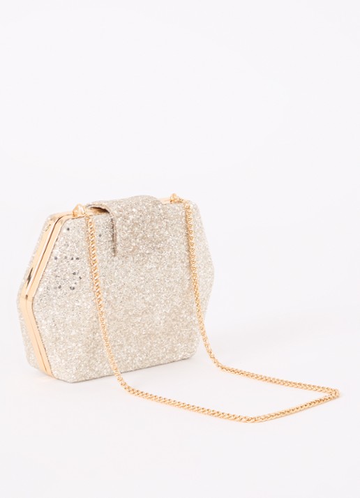 Phase Eight Clutch met glitter en strass - achterkant goud