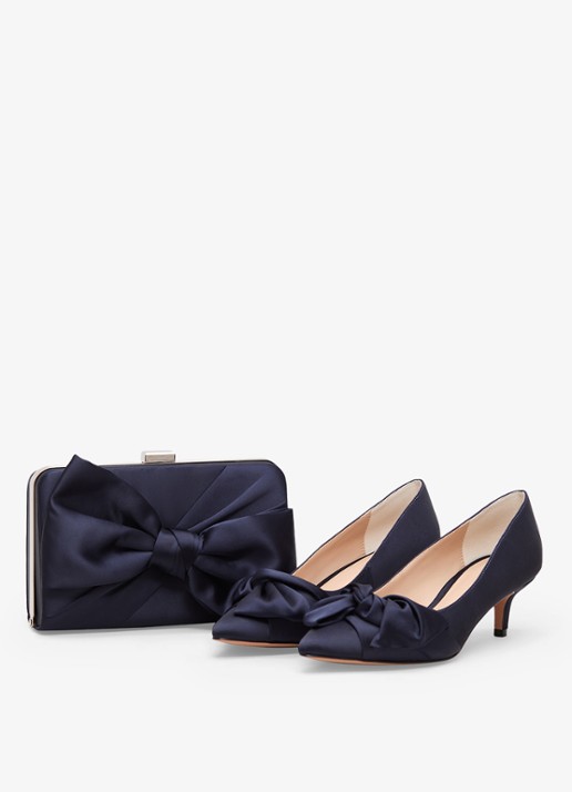 Phase Eight Clutch met strik detail - detail 5 donkerblauw