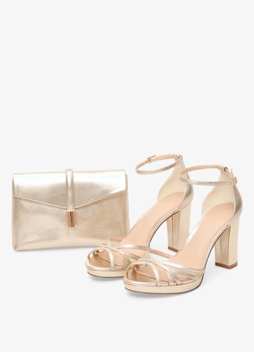 Phase Eight Clutch van leer met metallic finish - detail 5 goud