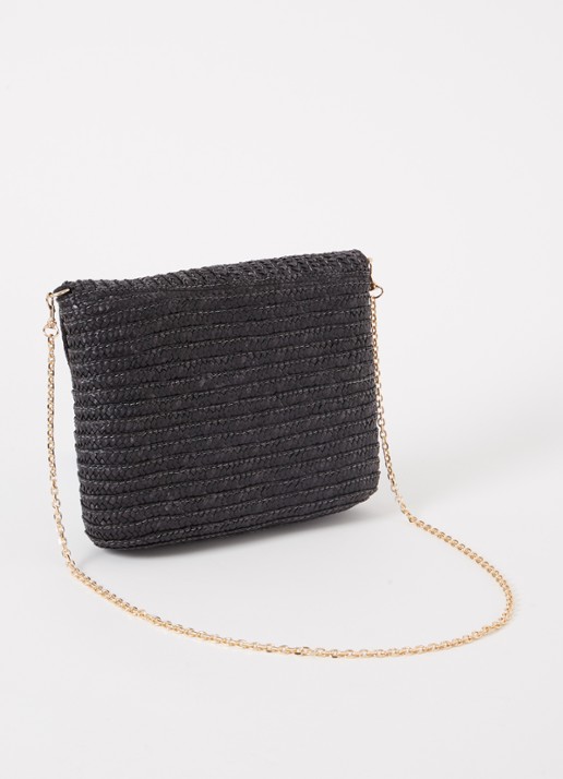 Phase Eight Clutch van raffia met afneembare schouderriem - achterkant zwart