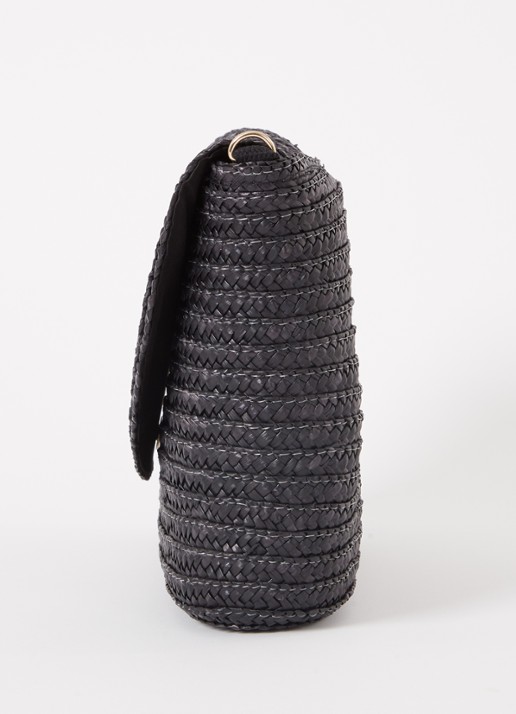 Phase Eight Clutch van raffia met afneembare schouderriem - detail 4 zwart