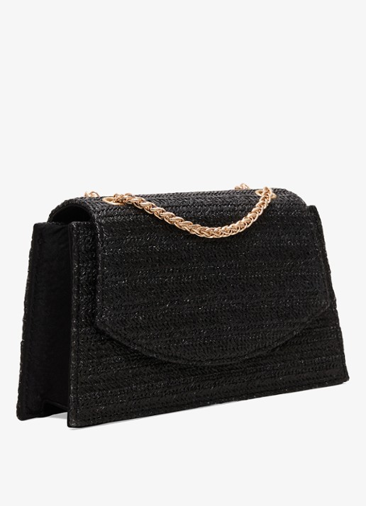 Phase Eight Clutch van raffia - detail 3 zwart