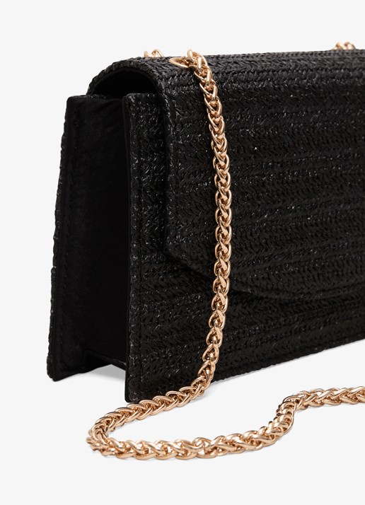 Phase Eight Clutch van raffia - detail 4 zwart