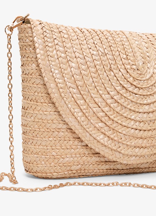 Phase Eight Clutch van raffia - detail 2 camel