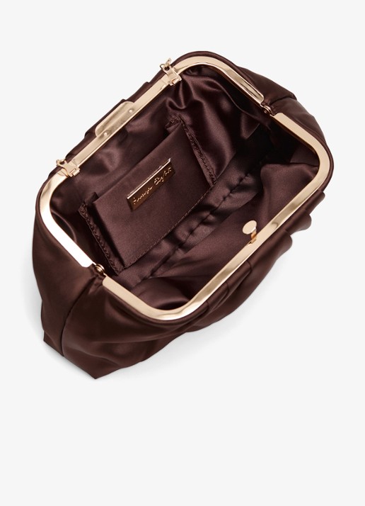 Phase Eight Clutch van satijn met afneembare schouderriem - achterkant 6 bruin