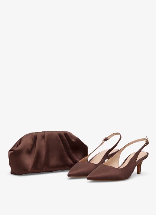 Phase Eight Clutch van satijn met afneembare schouderriem - detail 5 bruin